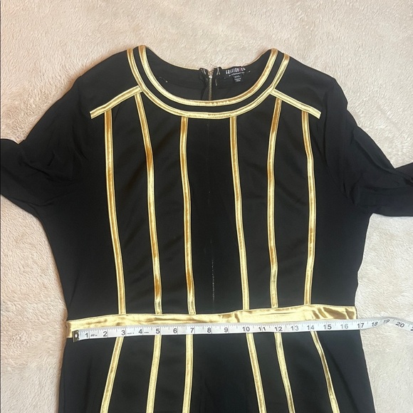 Sexy Black Dress with Sheer & Gold Accents sz 2X with stretch - Picture 9 of 15